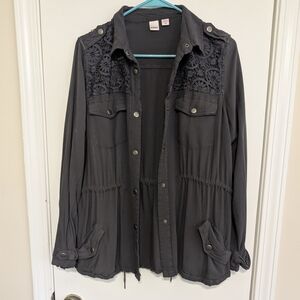 BONGO Women's Grey Top with Lace Accents